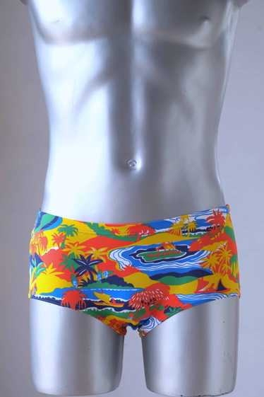 TROPIC Vintage 70's Tropical Print Swim Briefs