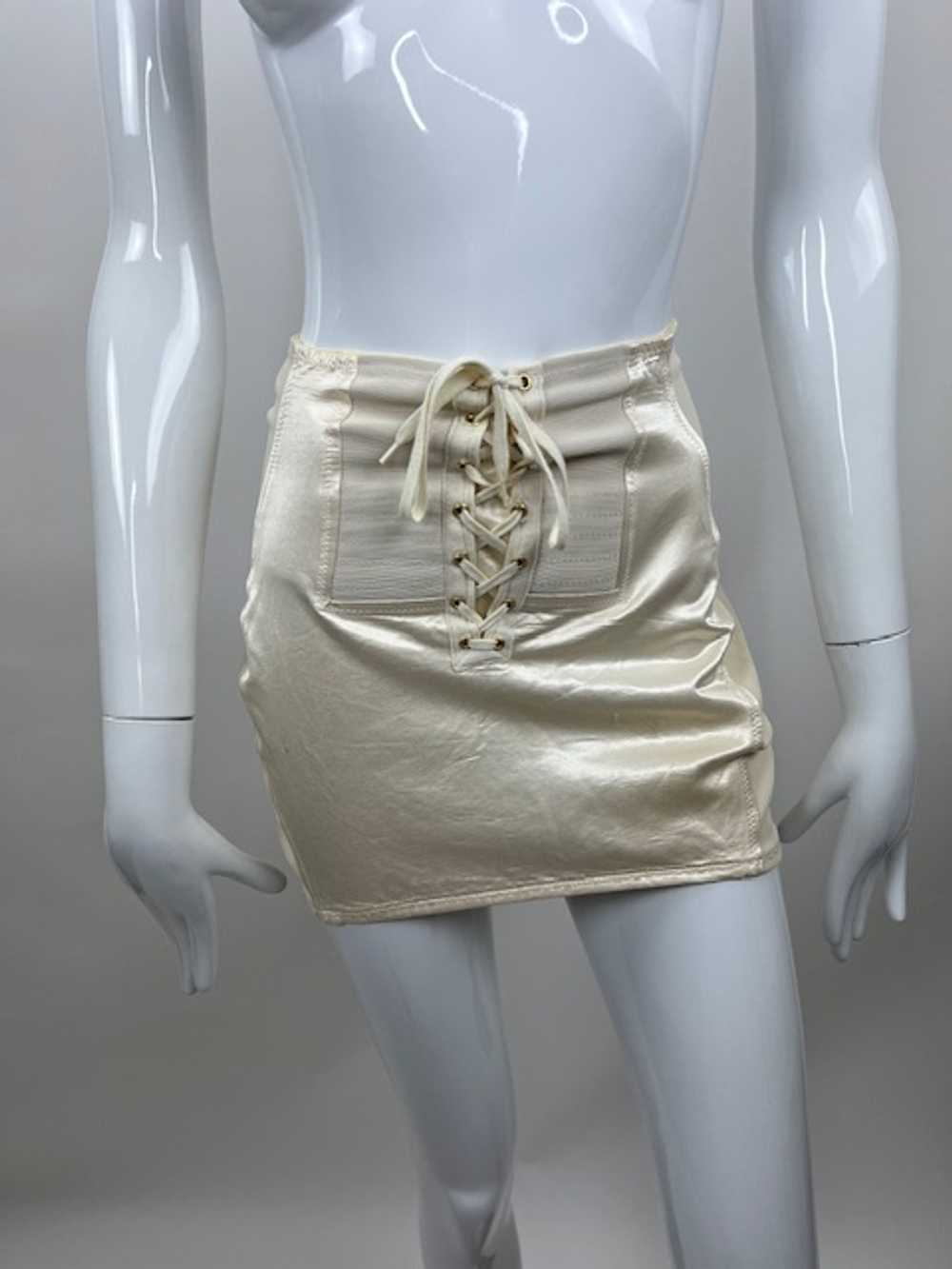 Jean Paul Gaultier Junior White Satin Mini Skirt - image 7