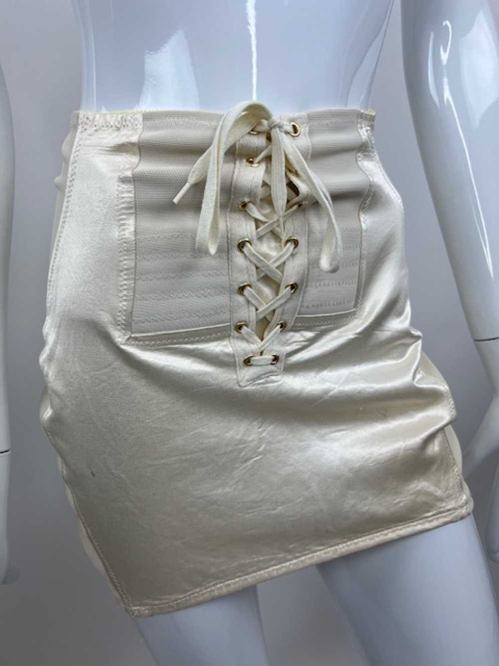 Jean Paul Gaultier Junior White Satin Mini Skirt - image 9