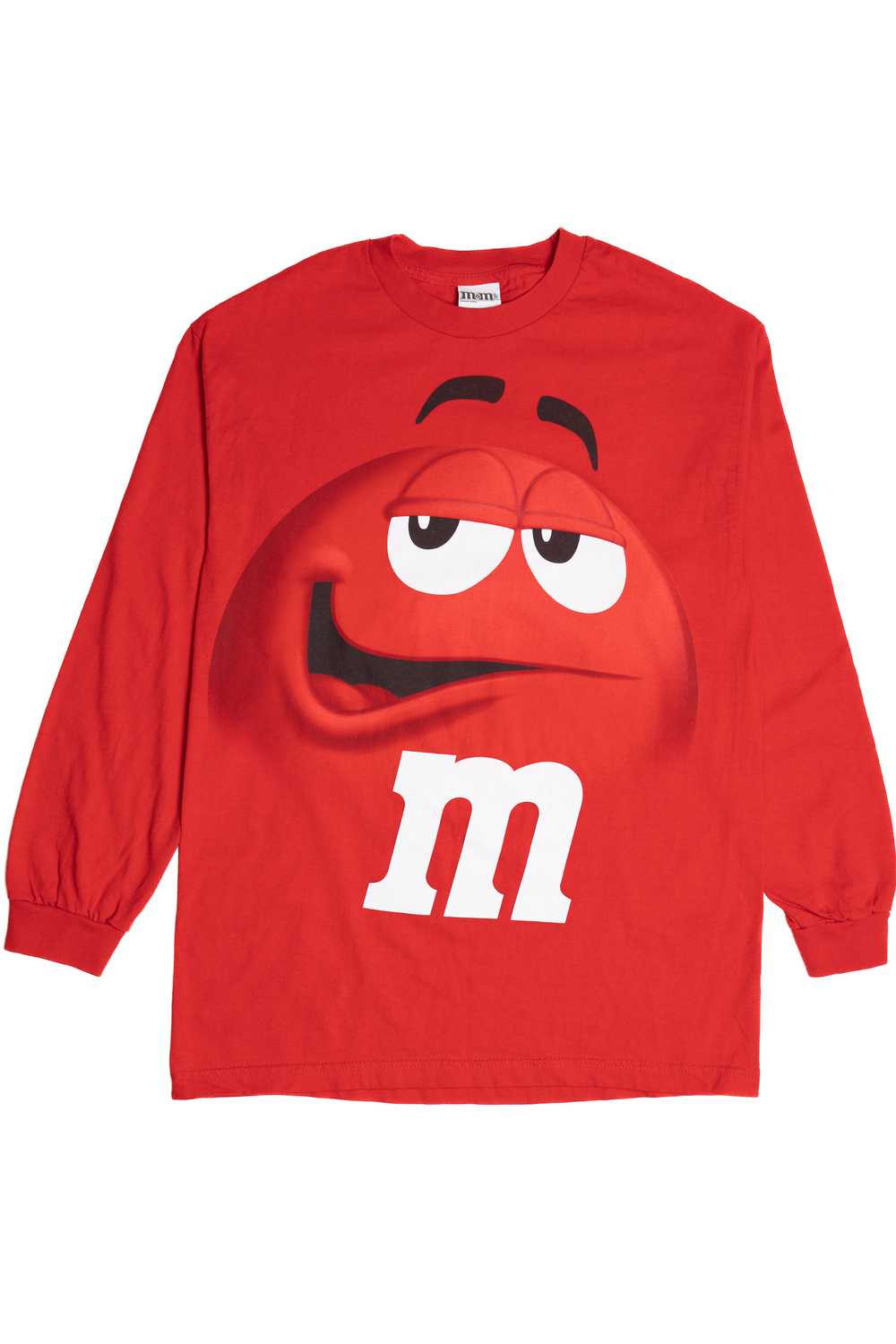 Red M&M Big Face M&Ms Brand Long Sleeve T-Shirt - image 1