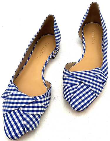 Talbots Blue White Gingham Check Edison D'Orsay Bo