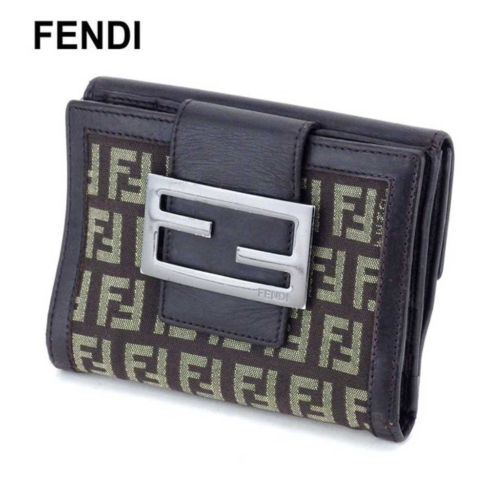 fendi W Hook Wallet Bifold Ff Plate Zucchino Brow… - image 1