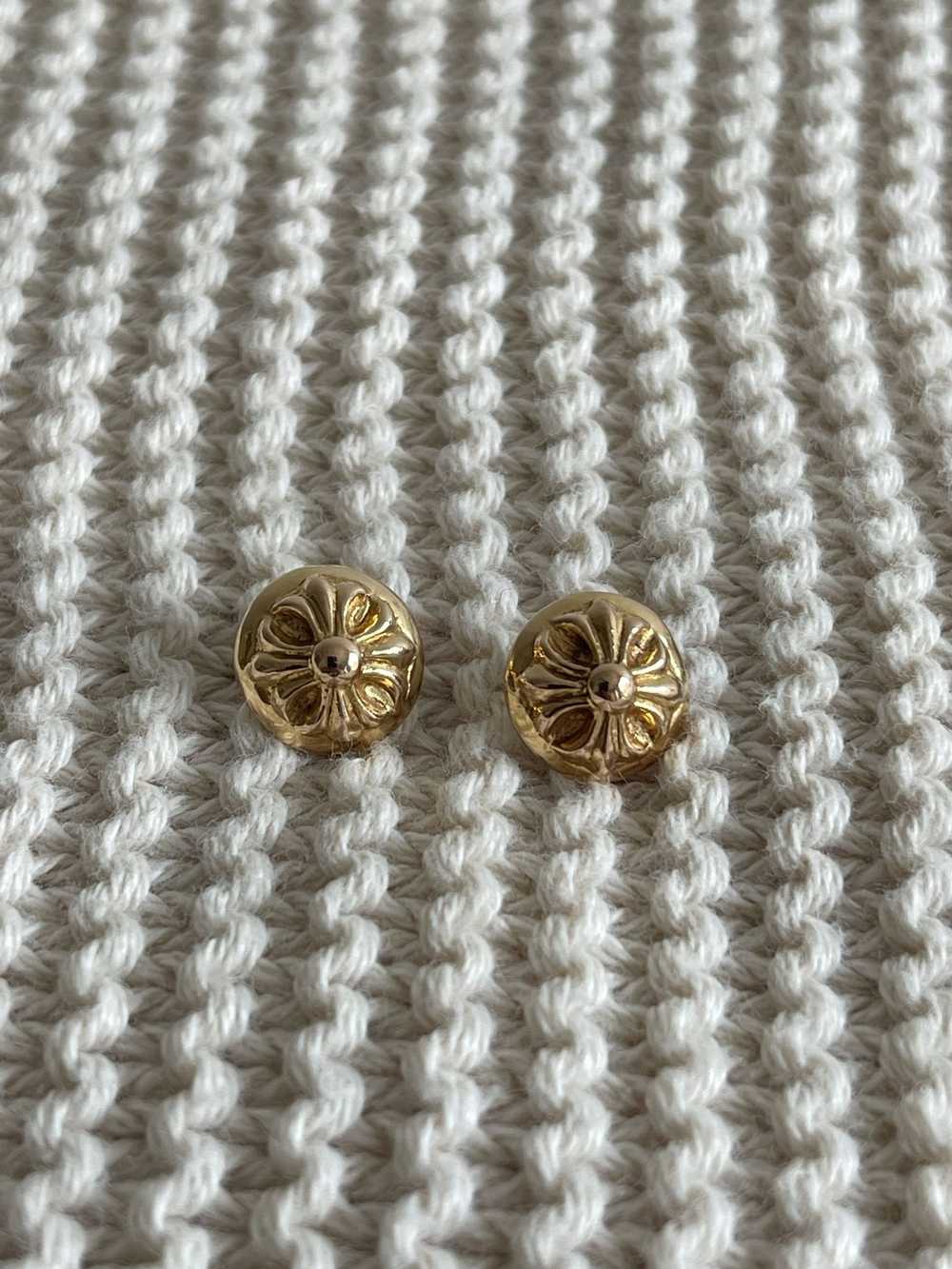 Chrome Hearts 22k Gold Cross Ball Stud Earring Se… - image 3