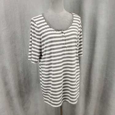 Torrid Torrid Shirt Womens 2X White Gray Striped … - image 1