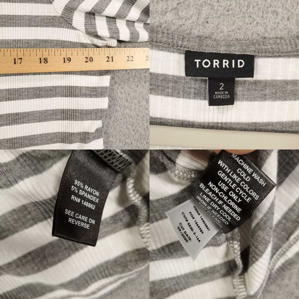 Torrid Torrid Shirt Womens 2X White Gray Striped … - image 4