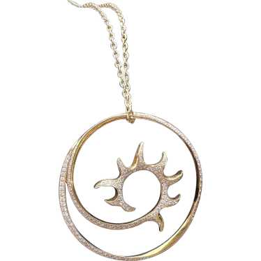 18K Yellow Gold Diamond Sun Pendant