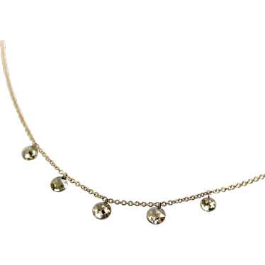 18K Gold 5-Stone Rose Cut Diamond Dangle Necklace