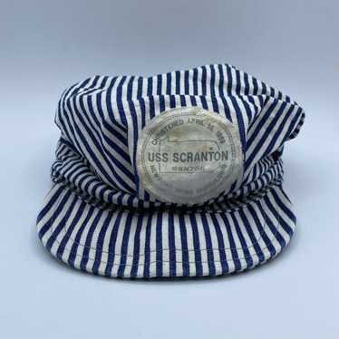 Hat VTG 80s Striped Engineer Hat Newport News Ship