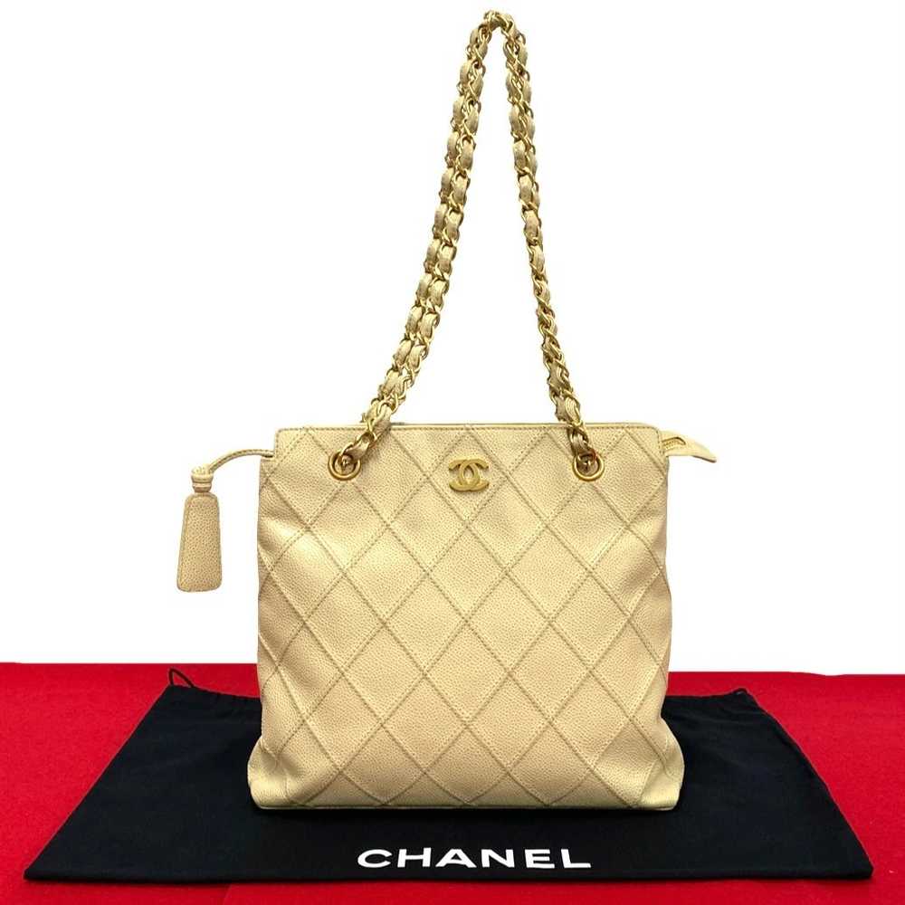 Chanel Bicolor Stitch Caviar Skin Chain Tote Bag - image 1