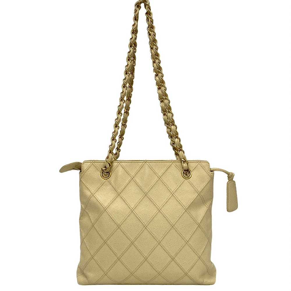 Chanel Bicolor Stitch Caviar Skin Chain Tote Bag - image 4