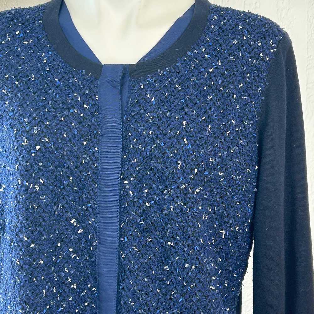 Elie Tahari Merino Wool Boucle crewneck Cardigan … - image 2