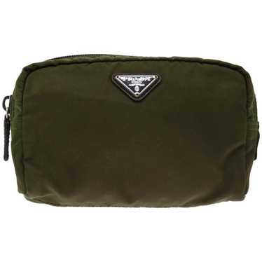 Prada Saffiano Khaki Synthetic Clutch Bag (Pre-Ow… - image 1