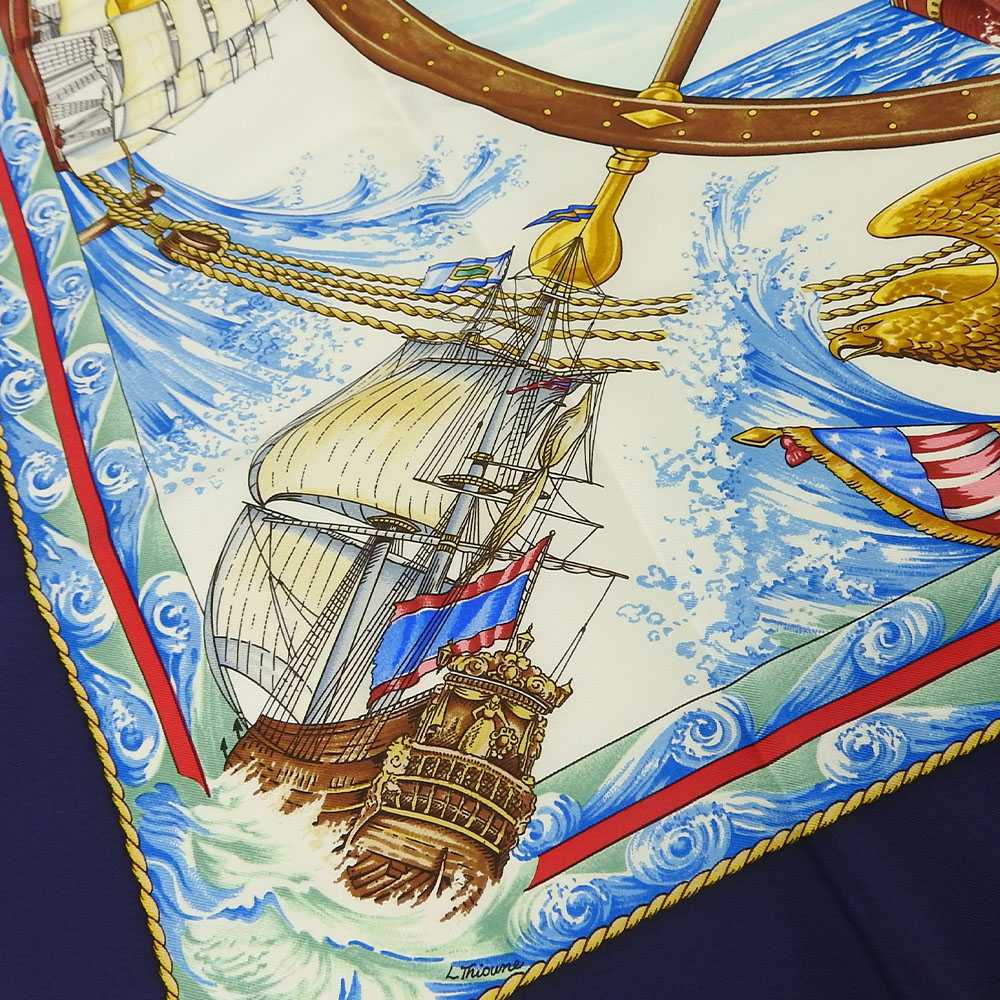 Used Hermes Scarf Carre90 Silk 100 Vive Le Vent B… - image 4