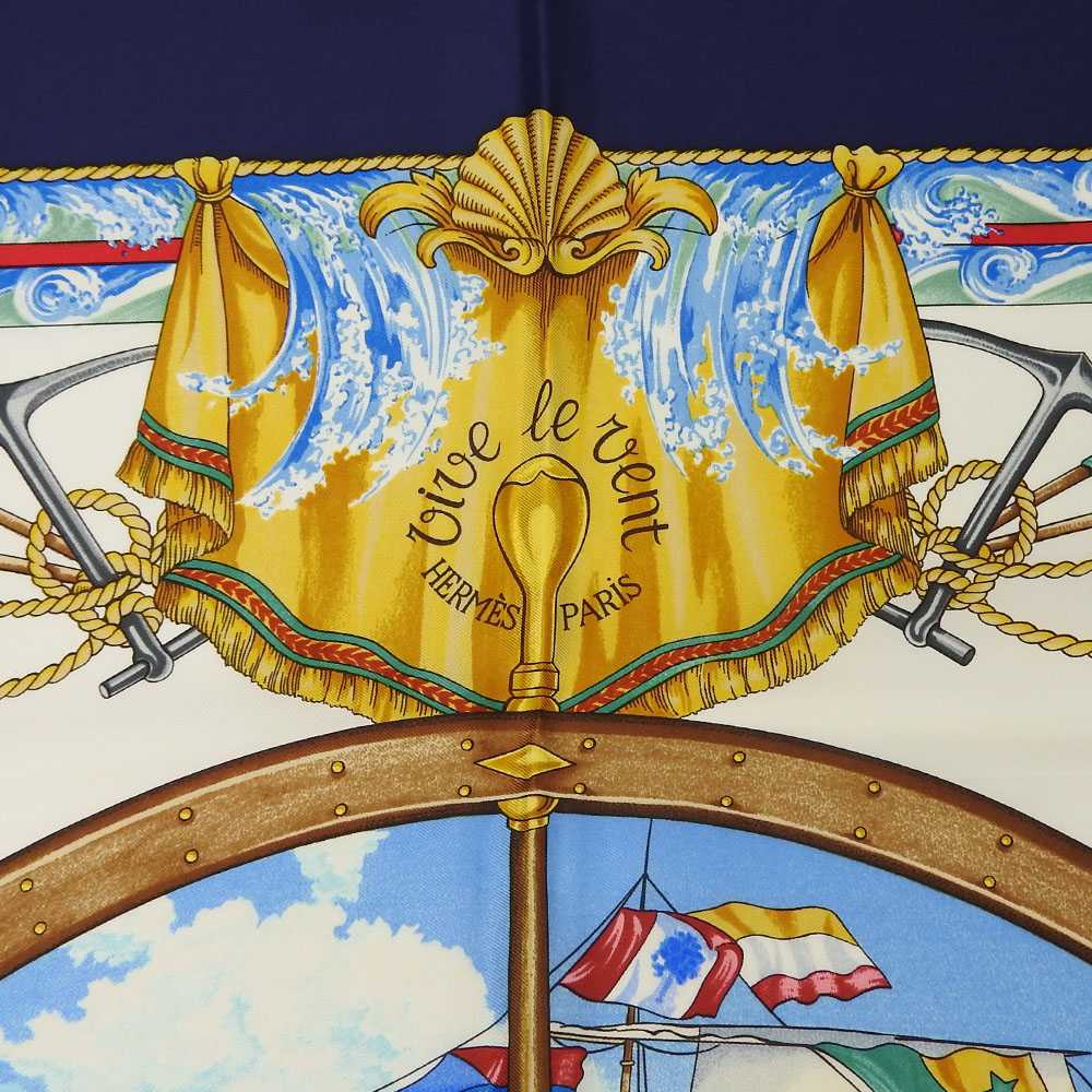 Used Hermes Scarf Carre90 Silk 100 Vive Le Vent B… - image 5