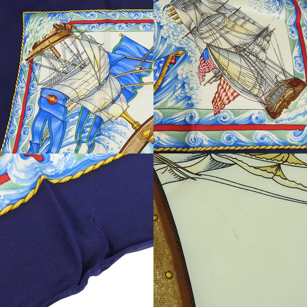 Used Hermes Scarf Carre90 Silk 100 Vive Le Vent B… - image 6