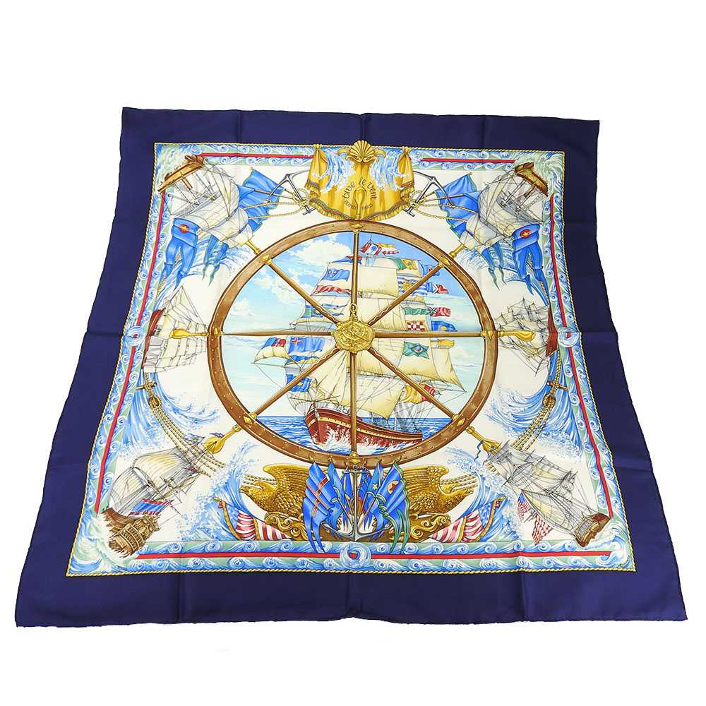 Used Hermes Scarf Carre90 Silk 100 Vive Le Vent B… - image 8