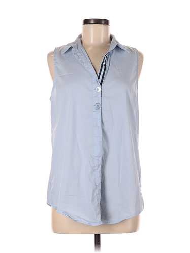 Ellen Tracy Women Gray Sleeveless Button-Down Shir