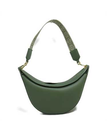 Pre Loved Loewe Green Leather Luna Shoulder Bag in