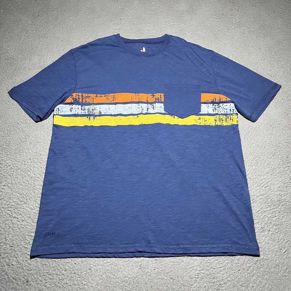 Vintage Johnnie-O T Shirt Mens XL Blue Stripe Cre… - image 1