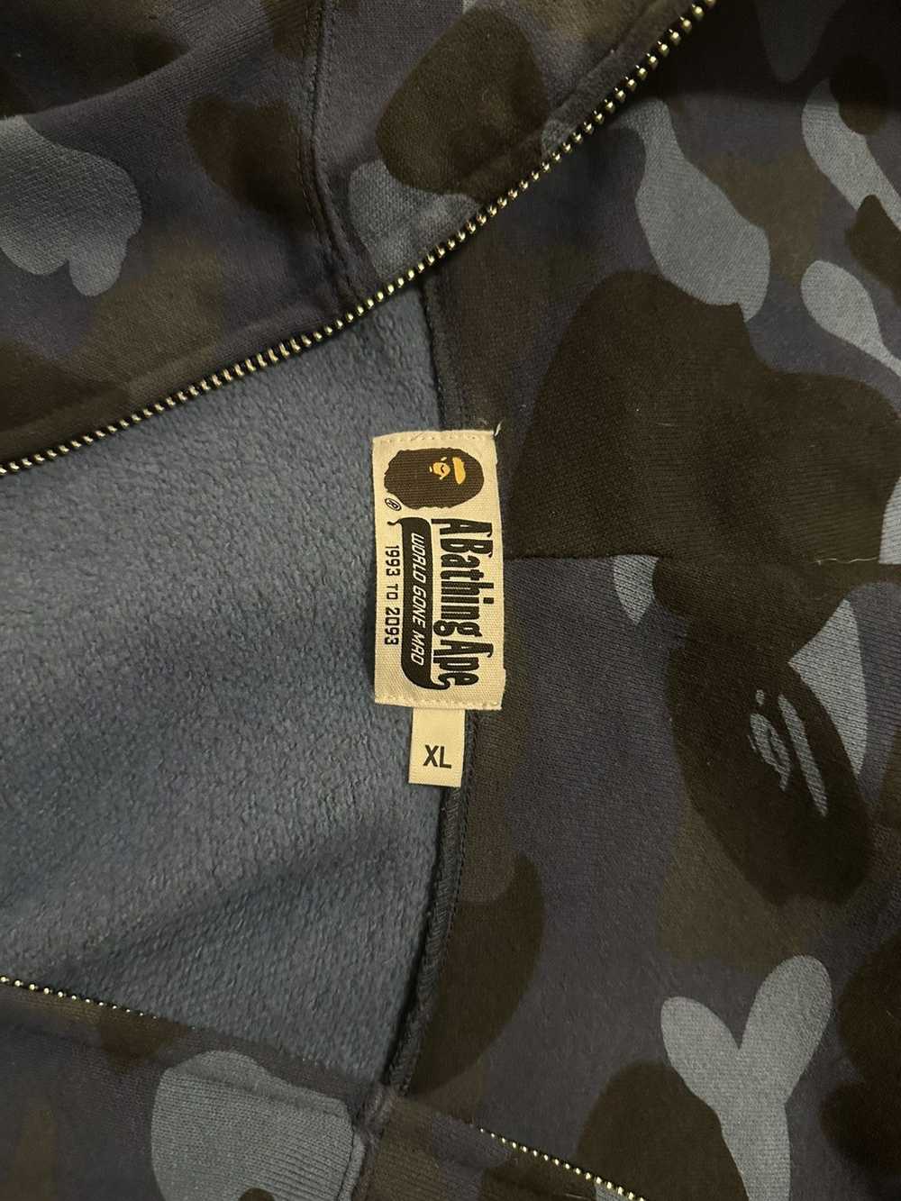 Bape Bape Navy Blue Camo Full Zip Shark Hoodie XL - image 10