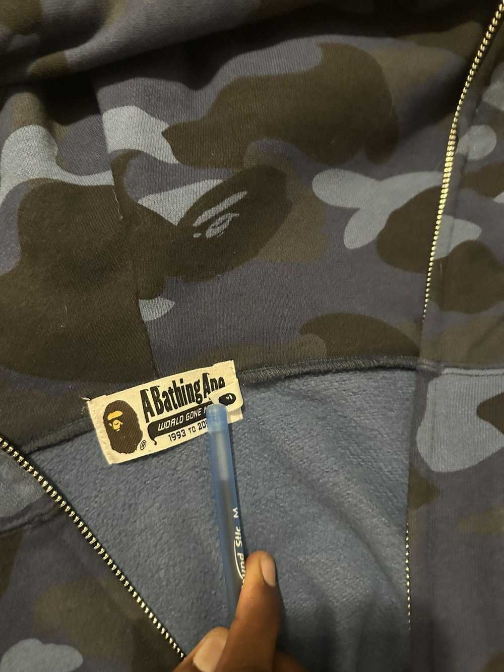 Bape Bape Navy Blue Camo Full Zip Shark Hoodie XL - image 12