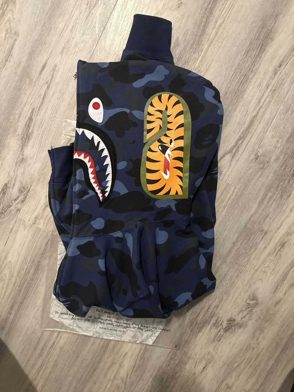 Bape Bape Navy Blue Camo Full Zip Shark Hoodie XL - image 3