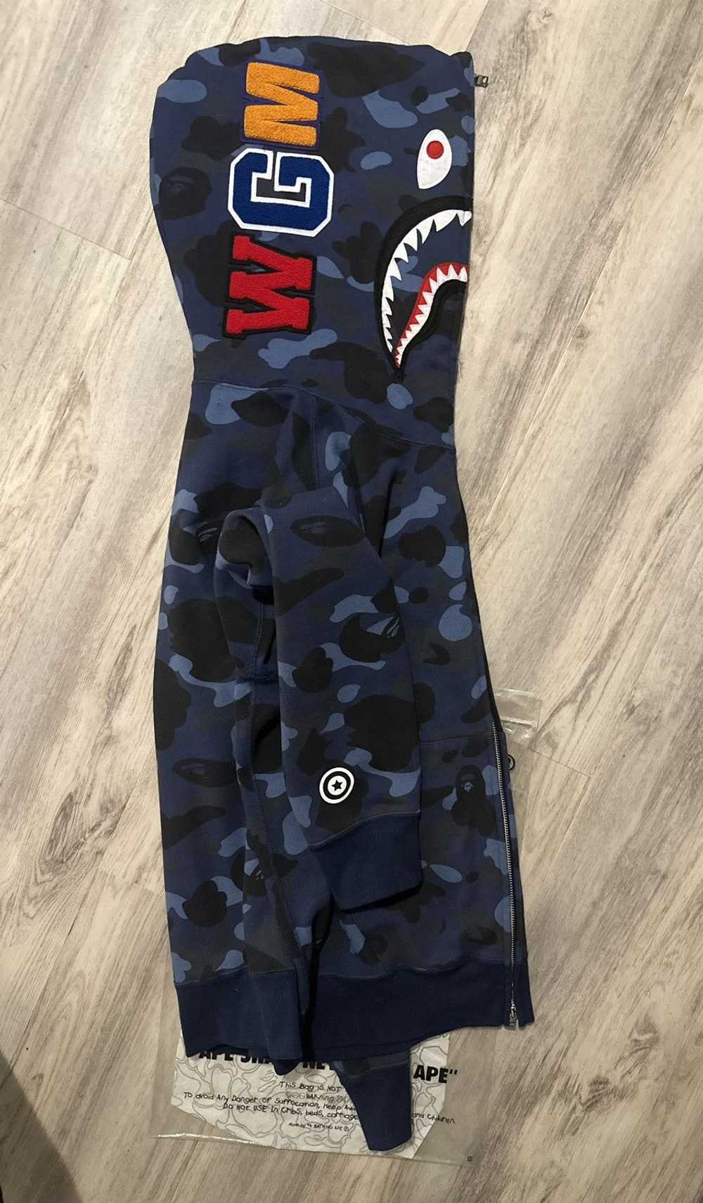 Bape Bape Navy Blue Camo Full Zip Shark Hoodie XL - image 4