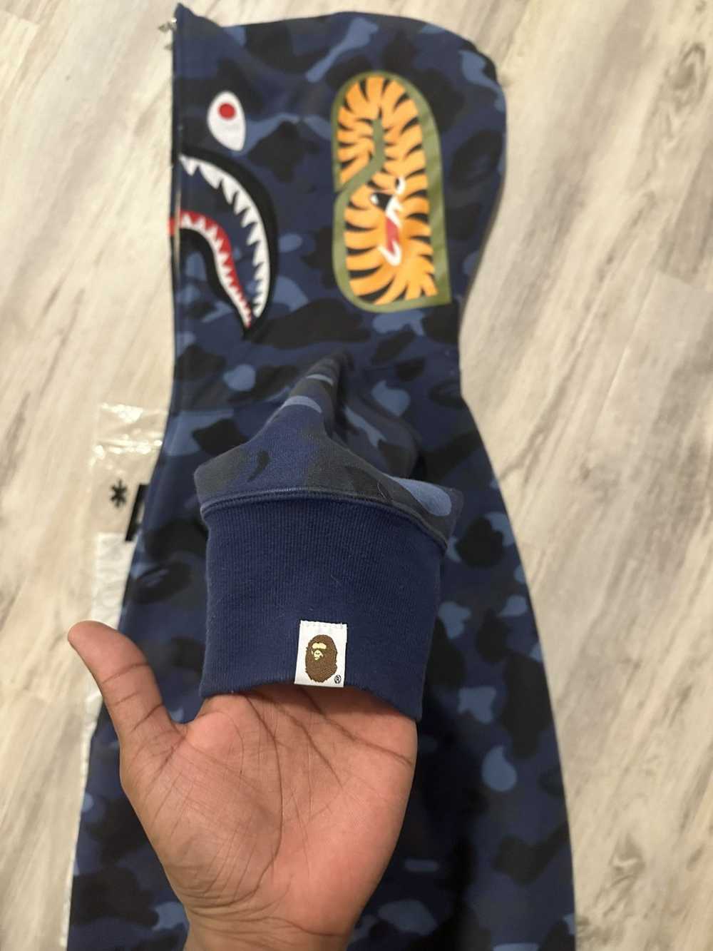 Bape Bape Navy Blue Camo Full Zip Shark Hoodie XL - image 6