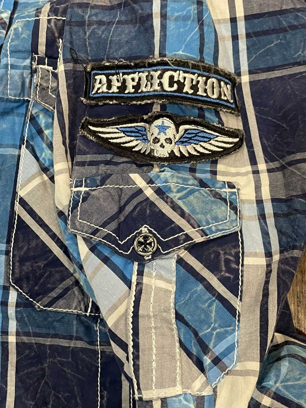 Affliction Affliction blue and white plaid button… - image 5