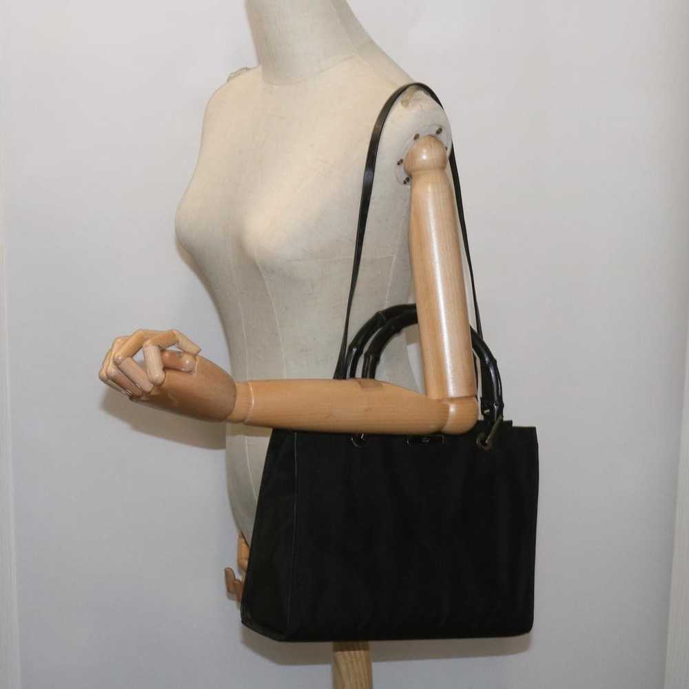 Gucci Bamboo Black Canvas Handbag (Pre-Owned) - image 7