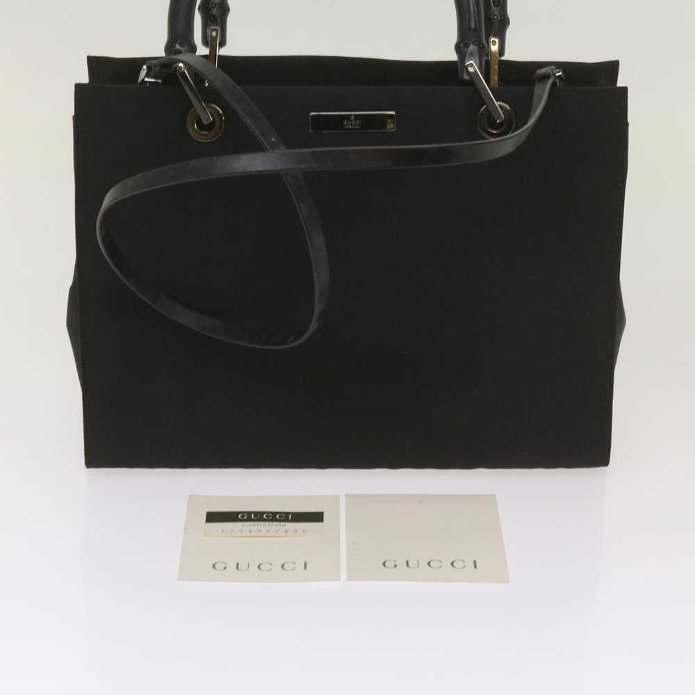 Gucci Bamboo Black Canvas Handbag (Pre-Owned) - image 9