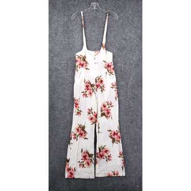 Vintage White Floral Pink Sleeveless Wide Leg Wom… - image 1