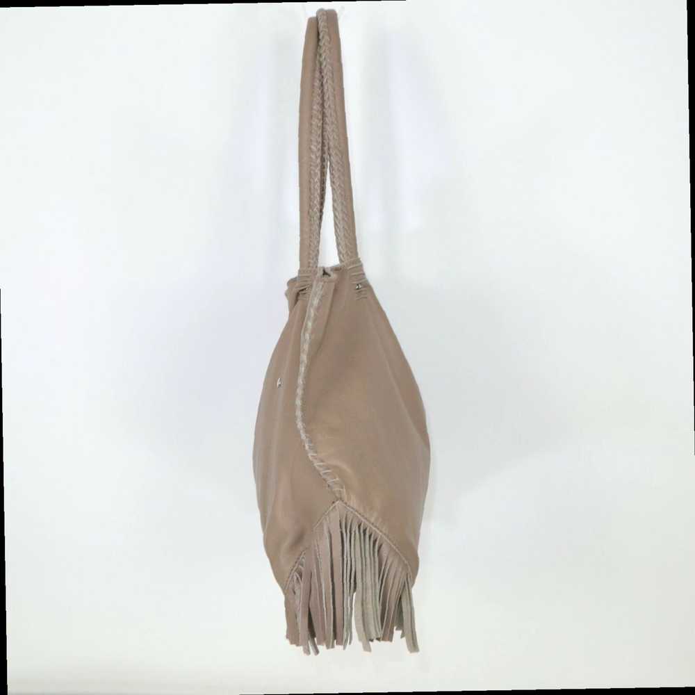 Vintage Taupe Beige Janis Leather Braided Fringe … - image 7