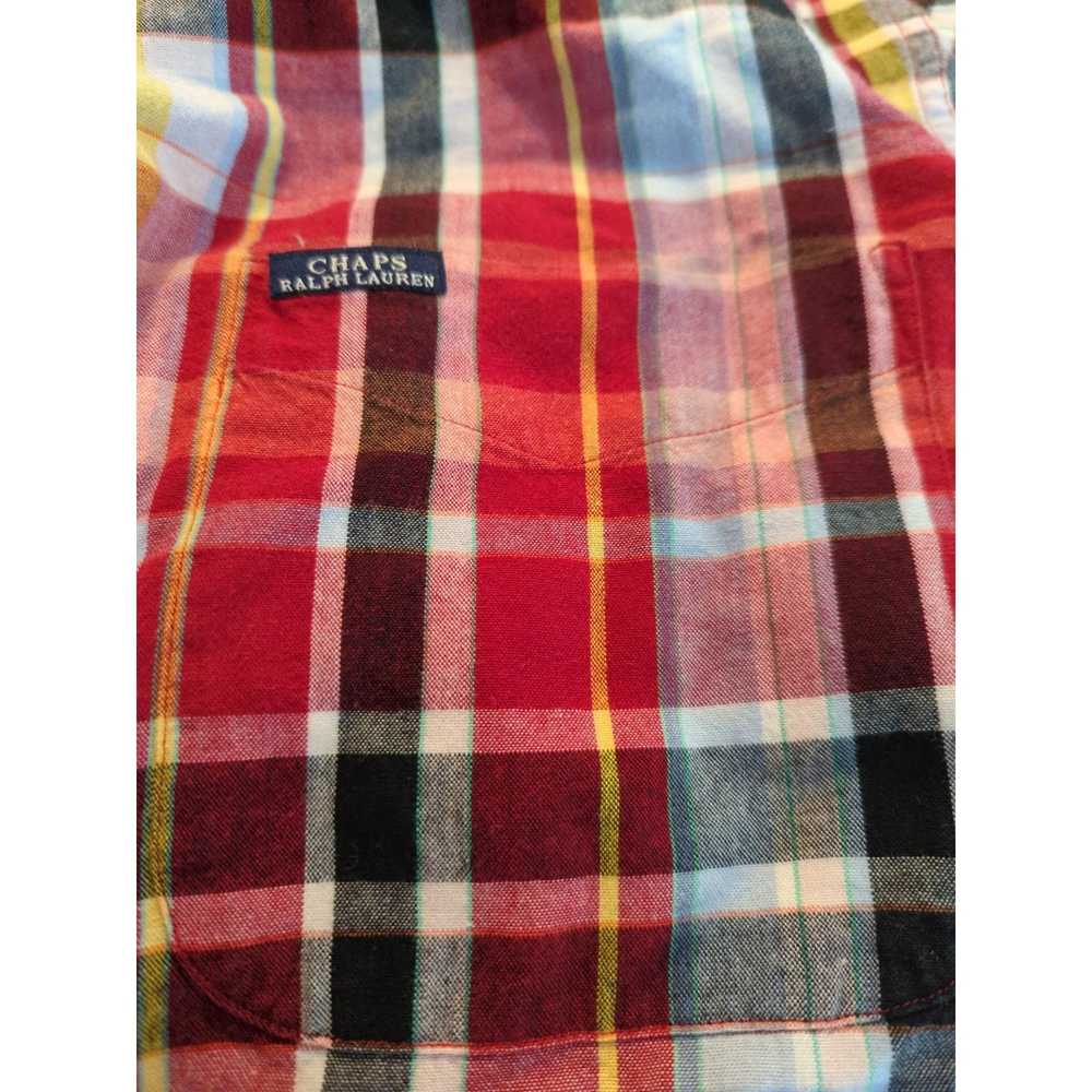 Chaps CHAPS RALPH LAUREN Red Blue Plaid Button Do… - image 5