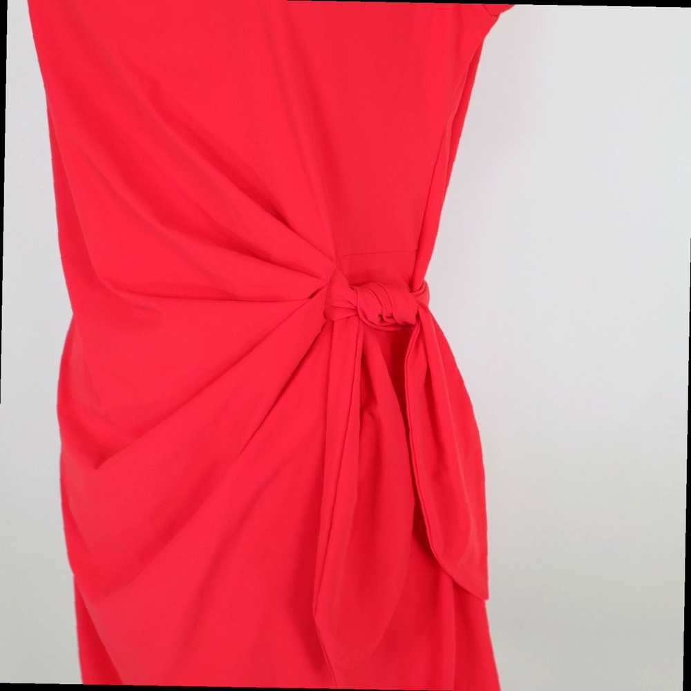 Vintage Coral Red Draped Stretch Jet Jersey Porto… - image 7