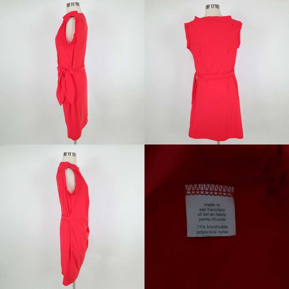 Vintage Coral Red Draped Stretch Jet Jersey Porto… - image 8