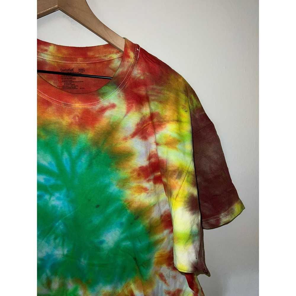 Hanes Y2K Hanes Comfort Soft Red Green Tie Dye Sh… - image 5