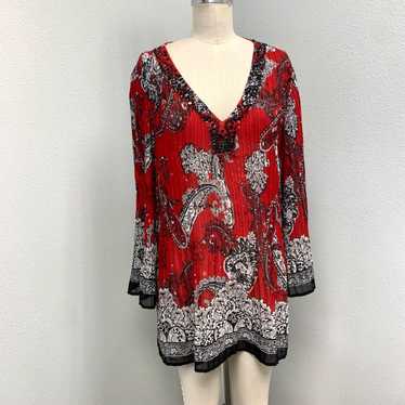 Vintage Roz & Ali Stretch Pleat Tunic Top Women's… - image 1