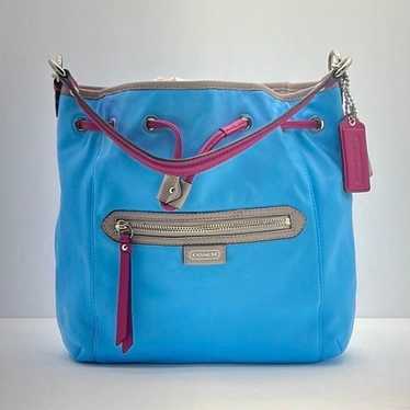 Coach Coach Baby Blue/Pink Handbag Hand Painted P… - image 1