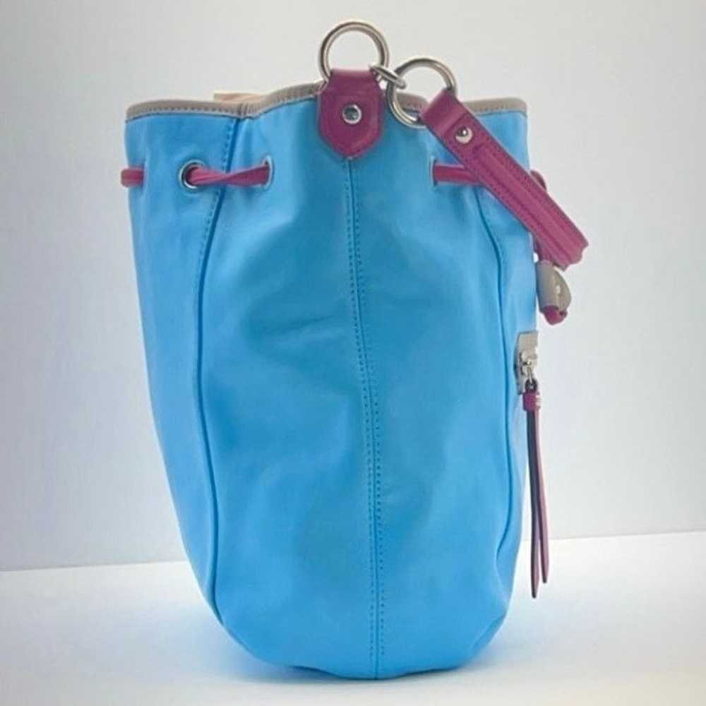 Coach Coach Baby Blue/Pink Handbag Hand Painted P… - image 2