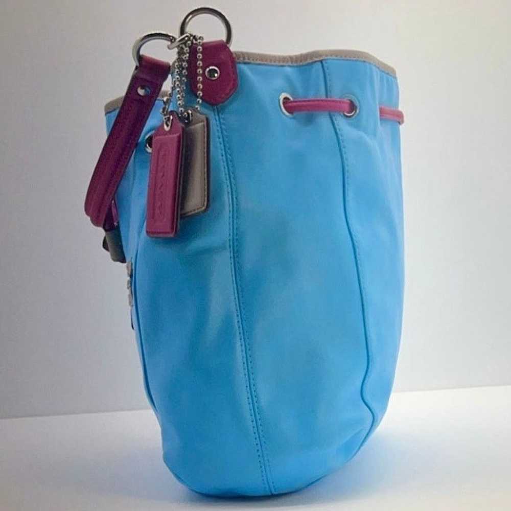 Coach Coach Baby Blue/Pink Handbag Hand Painted P… - image 3