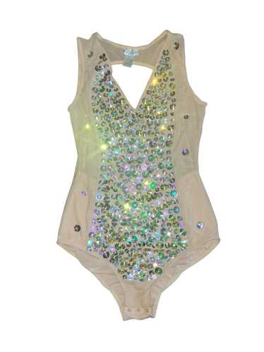 Freedom Rave Wear Nude Rhinestone bodysuit