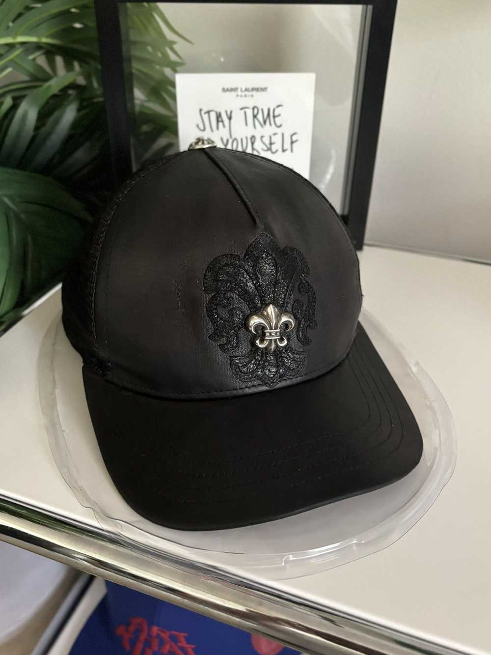 Chrome Hearts LAMB LEATHER FLEUR CROSS PATCH HAT - image 10