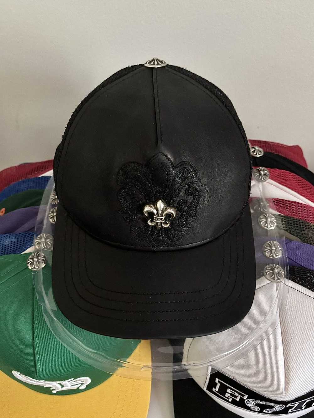 Chrome Hearts LAMB LEATHER FLEUR CROSS PATCH HAT - image 2