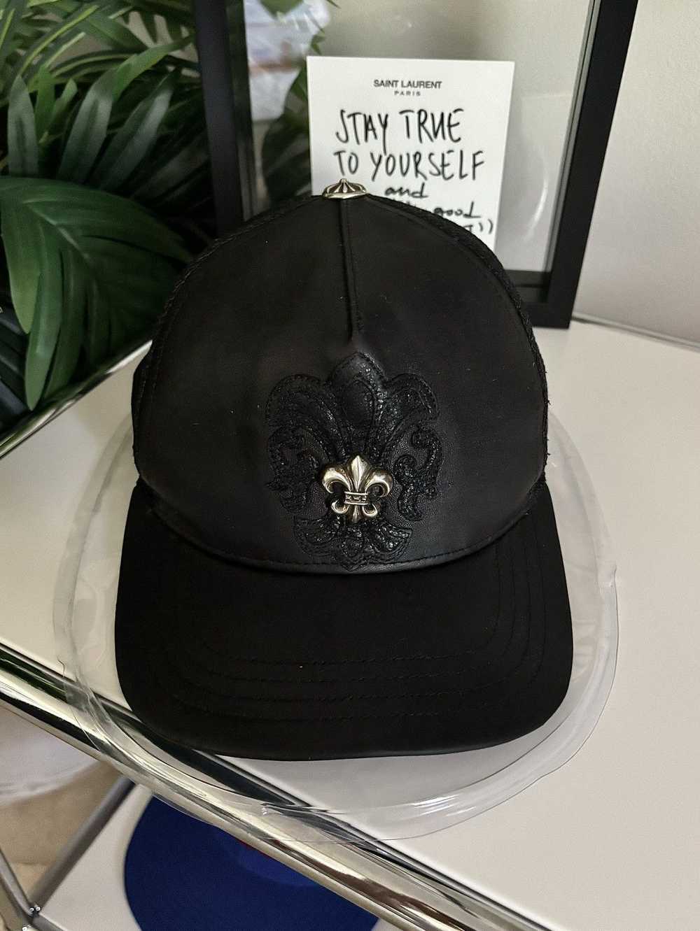 Chrome Hearts LAMB LEATHER FLEUR CROSS PATCH HAT - image 9