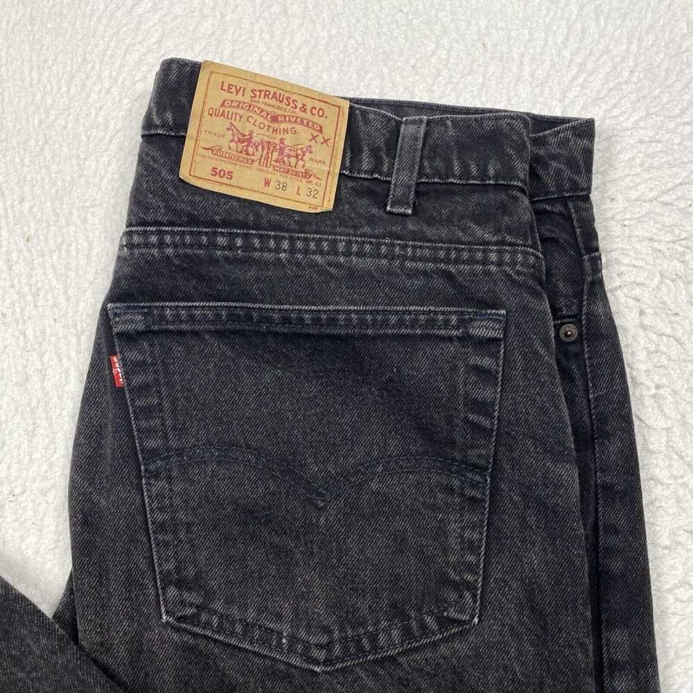 Levi's Vintage Levis 505 Black Denim Jeans USA 38… - image 2