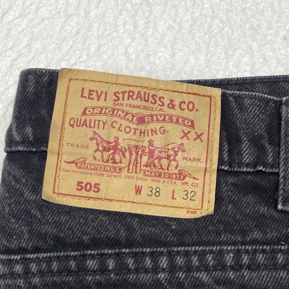 Levi's Vintage Levis 505 Black Denim Jeans USA 38… - image 3