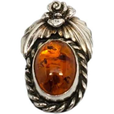 Carol Felley Sterling Silver Amber Pendant #17210 - image 1