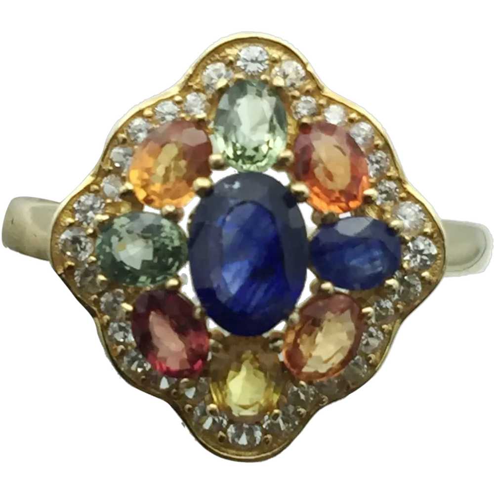 10K Multicolor Sapphire and Quartz Ring - image 1