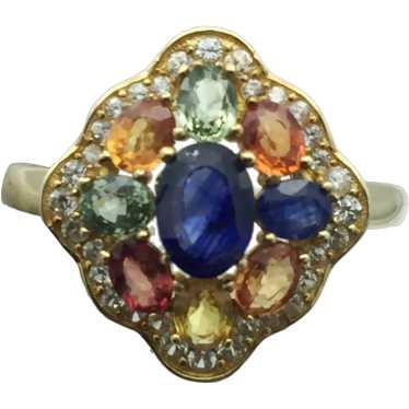 10K Multicolor Sapphire and Quartz Ring - image 1